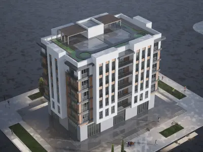 apartment building realistic Low-poly 3D model