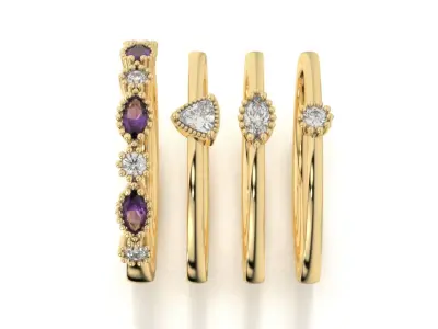 set of simple rings 3D print model