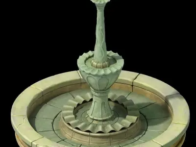 Game Cartoon - Town Fountain 05 3D model