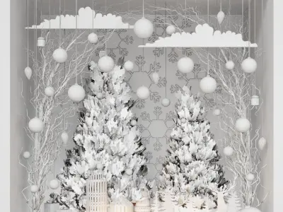Christmas showcase Green  white 3D model