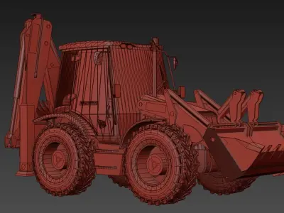 Tractopelle JCB  Low-poly 3D model