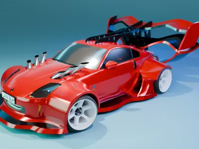 Widebody 350Z Burnout Animation Free 3D model