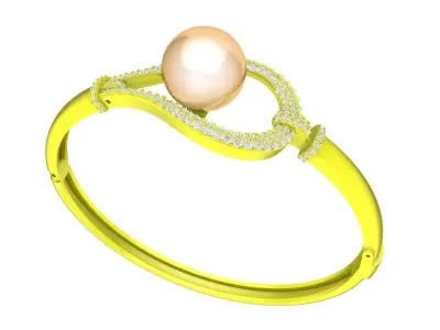 A7811 Luxury Diamond Pearl Women Bangle Bracelets  3D print model