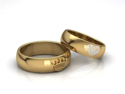 Wedding rings Jewelry Gold am 3D print model