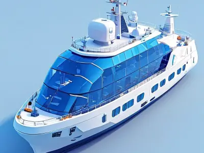 Luxury Yacht Modern 3D Model Low-poly 3D model