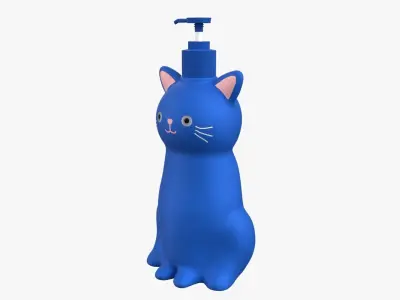 Cat Liquid Soap Dispenser Blue Version 3D model