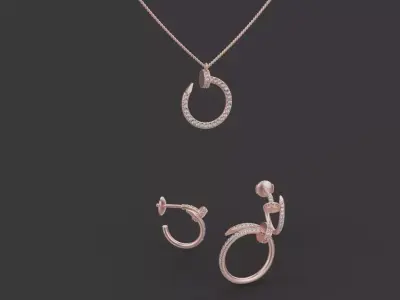 Nail Ring Bracelet and Earrings set 52086 3D print model