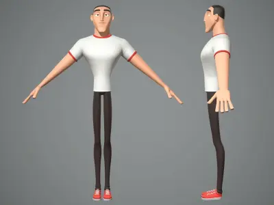 Male cartoon character Luke 3D model
