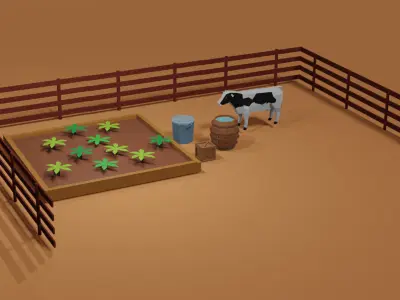 Low Poly Farm Tools Low-poly 3D model