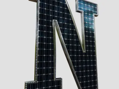 Solar Panel Letter - N 3D model