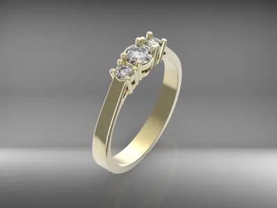 Ring 3Gems Free 3D print model