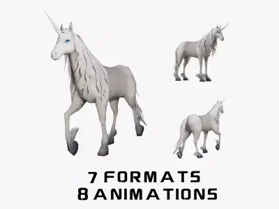 Animated Low-poly Unicorn Low-poly 3D model
