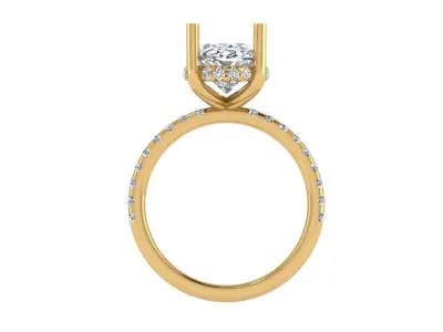 Oval diamond solitare with under halo 3D print model