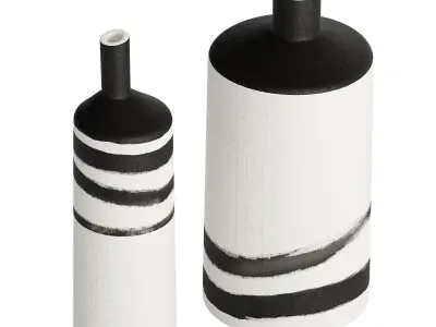 Ceramic flower vase set 2 3D model