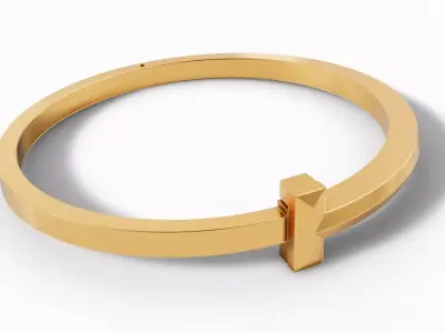 Tiffany T Style Bangle Bracelet STL 3Dm CAD File 3D print model