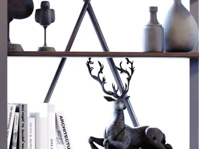  Modern shelf and rack set 784 Low-poly 3D model
