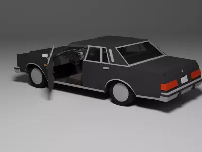 Low Poly 1980s Luxury Sedan 3D Model Car06 Low-poly 3D model