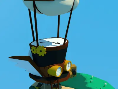 Hat Airship Diorama Free 3D model