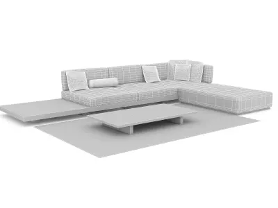 3D model modern sitting group Low-poly 3D model