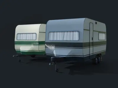 Caravan Trailer Mobile Homes Camper Trailer Exterior Only 3D model