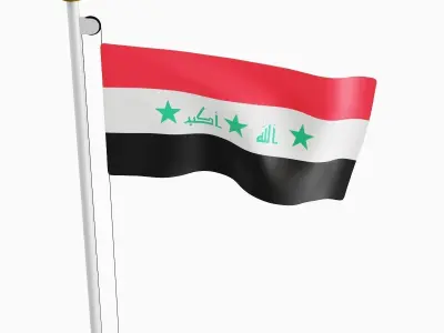 Flag of the Iraq Low-poly 3D model
