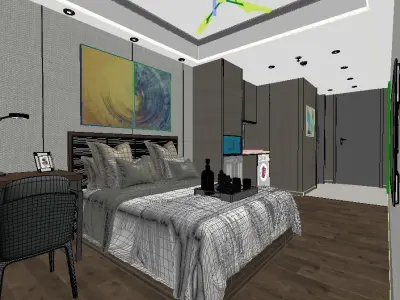 Modern Apartment Hotel Room 3D model