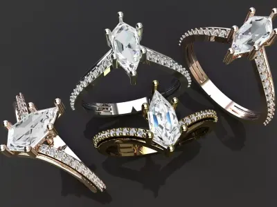 Solitaire Wedding Engagement Women Ring 3D print model 3D print model