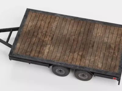 Old Utility Trailer V1 - Compact Drop Deck Vehicle Base Low-poly 3D model