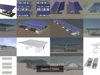 Carport set 01 3D Model Pack