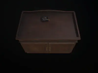 Low Wooden Desk Low-poly 3D model