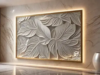 modern panel wall decor set relief stl mural CNC 301 3D model