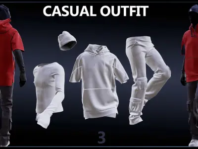 5 Casual Outfit Set For Men 3D print model