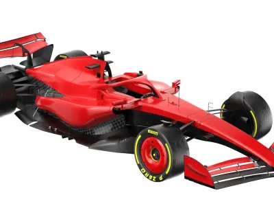 Red F1 2025 Formula 1 Race Car PBR 3D model