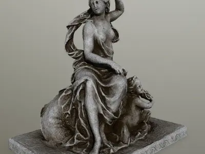 statue 6 of woman holding child Low-poly 3D model