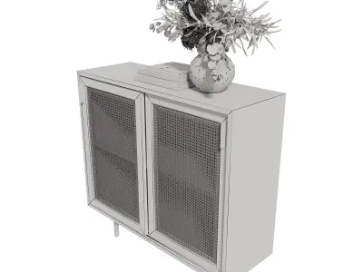 Homary Japandi Sideboard Storage Cabinet with Sliding Doors 3D model
