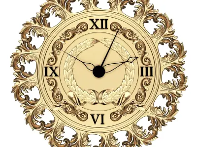 Classic Wall Clock 012 Gold Low-poly 3D model