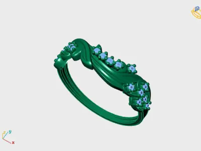 Women Ring Diamond Stone STL 3DM Lightweight Printable 3D print model 54