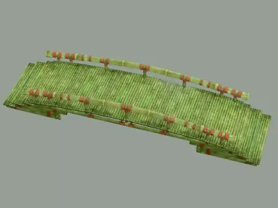 Wooden Medieval Bamboo Bridge 02 Low Poly 3D Model Low-poly 3D model