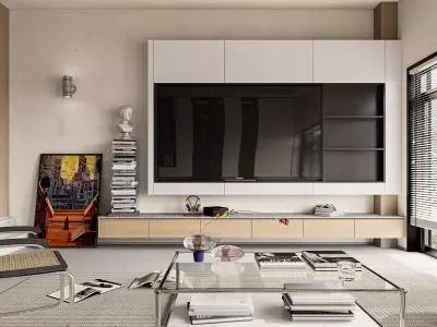 Modern living room dining room interior scenes 522 3D model