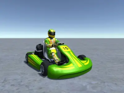 Low Poly Kart With Player 4 Low-poly 3D model
