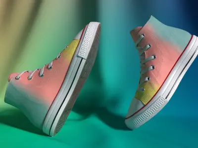 PBR Shoes Converse Color Rainbow Girls  Low-poly 3D model