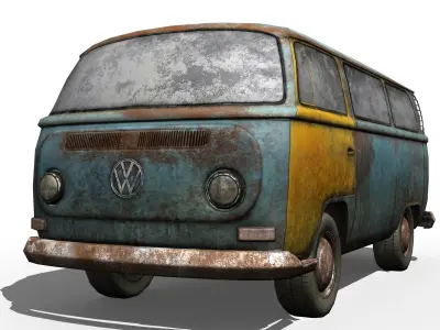  Rusted volks T2  Low-poly 3D model
