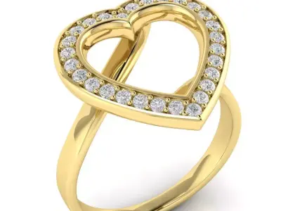 Heart Cluster Halo Ring 3D print model