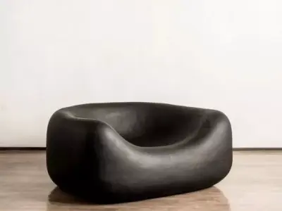 Minimalist Black Chair Organic Sculptural Seat 3D Model Low-poly 3D model