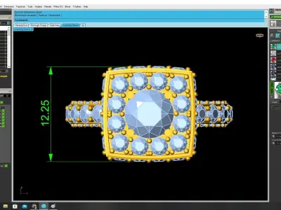 Luxury Square Halo Ruby Ring for Women 3522 3D print model