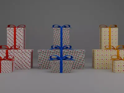 Holiday Gift Box Collection  New Year  Christmas 3D Present Set 3D model