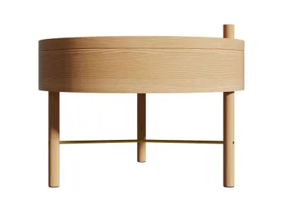 Homary Modern Round Wood Rotating Tray Coffee Table with Storage 3D model