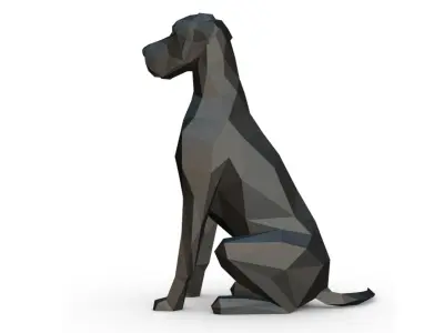 great dane low poly 3D print model