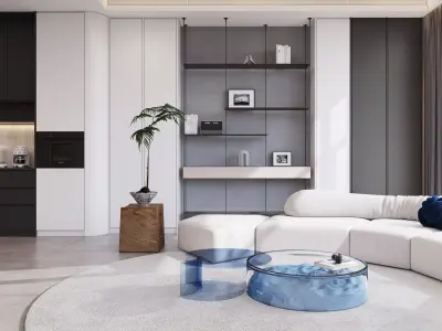 Modern living room dining room interior scenes 528 3D model