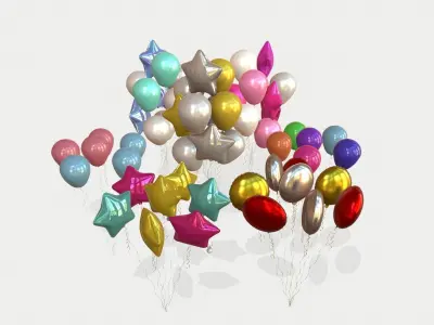 Helium Balloons 3D Model Collection